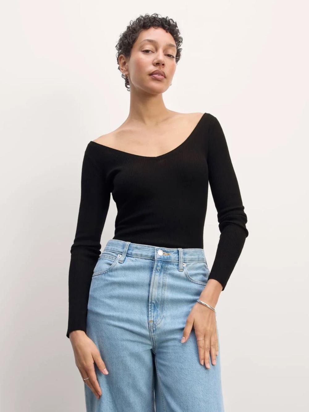 NWOT Everlane off-shoulder top in ultra soft merino